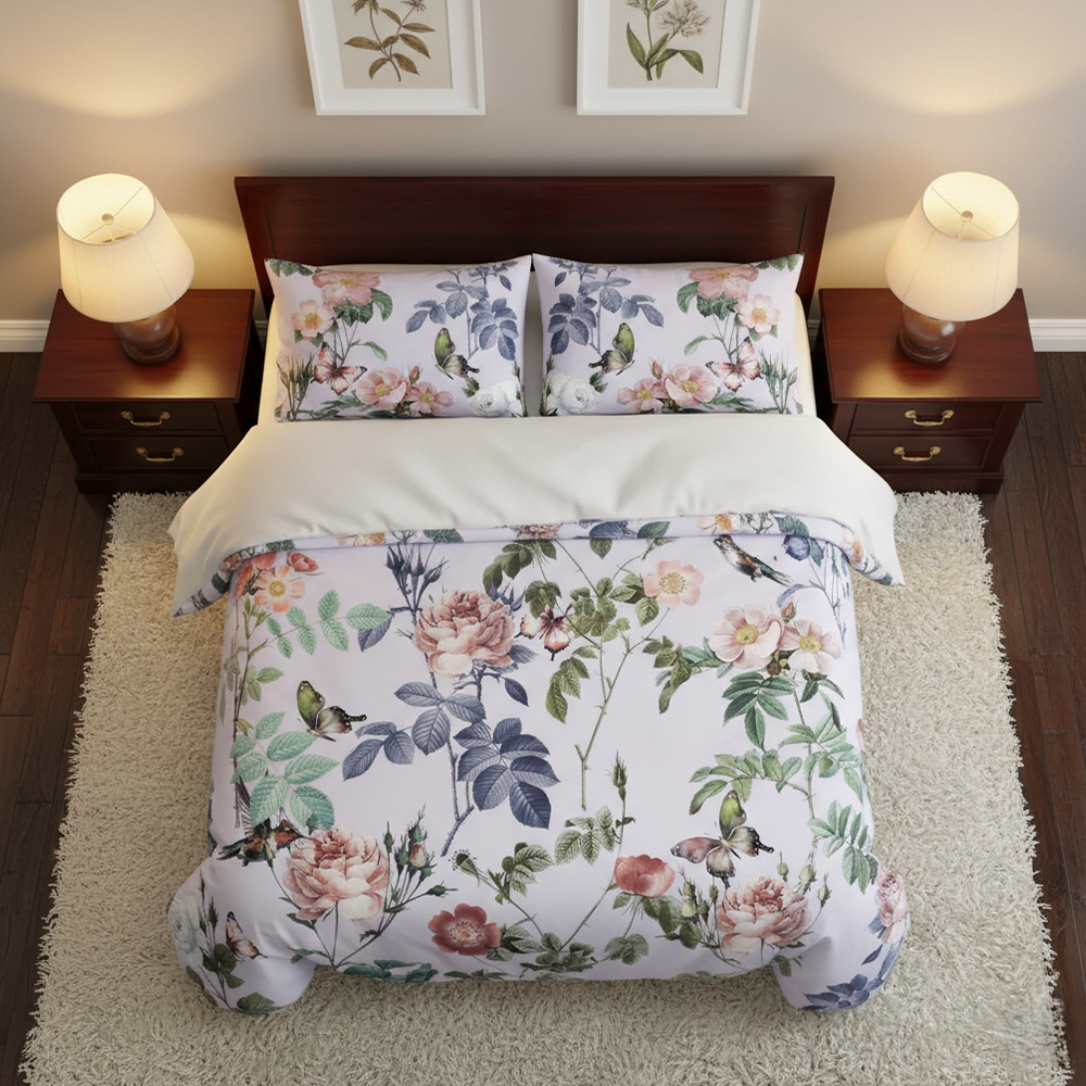 Cathy Vintage Floral & Bird Print Nowoczesna poszwa na kołdrę Zestaw poszewek na kołdrę Zestaw pościeli