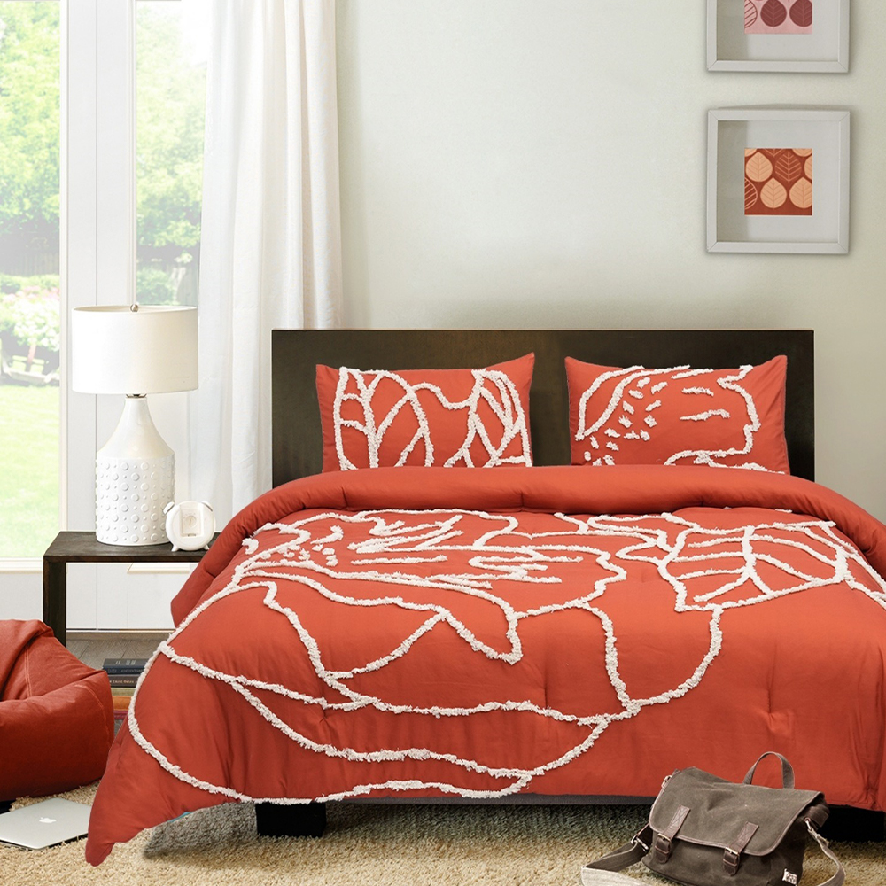 Harper Floral Tufted Chenille Haftowana poszwa na kołdrę Zestaw poszewek na kołdrę Zestaw pościeli